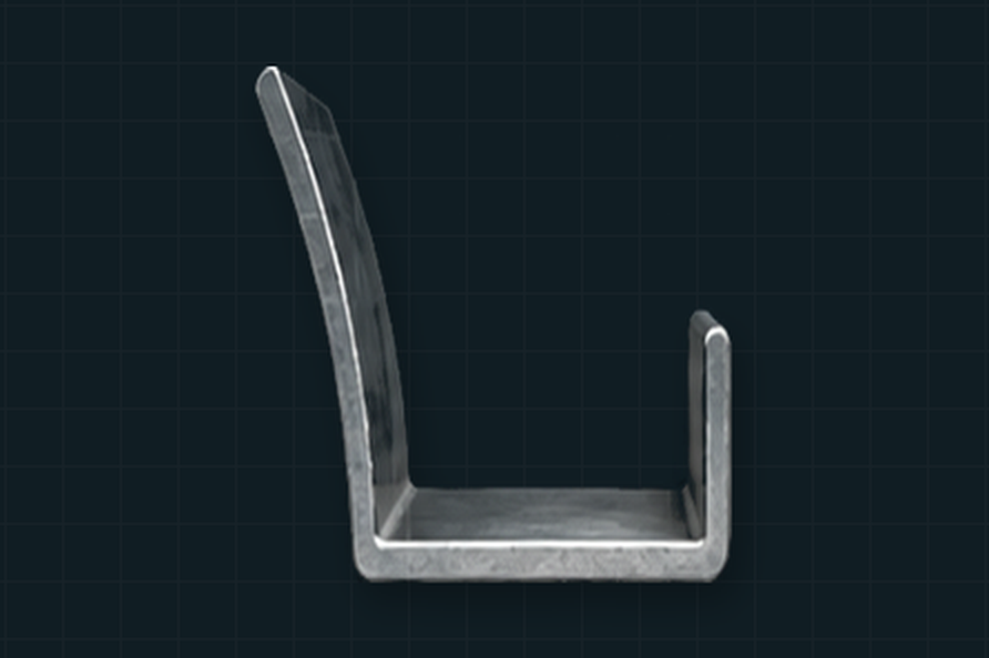 Gutter — a metal channel with a curved outer wall and return lip