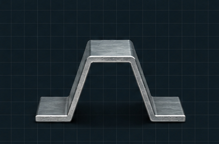 Hat section — a metal top-hat channel with two flanges
